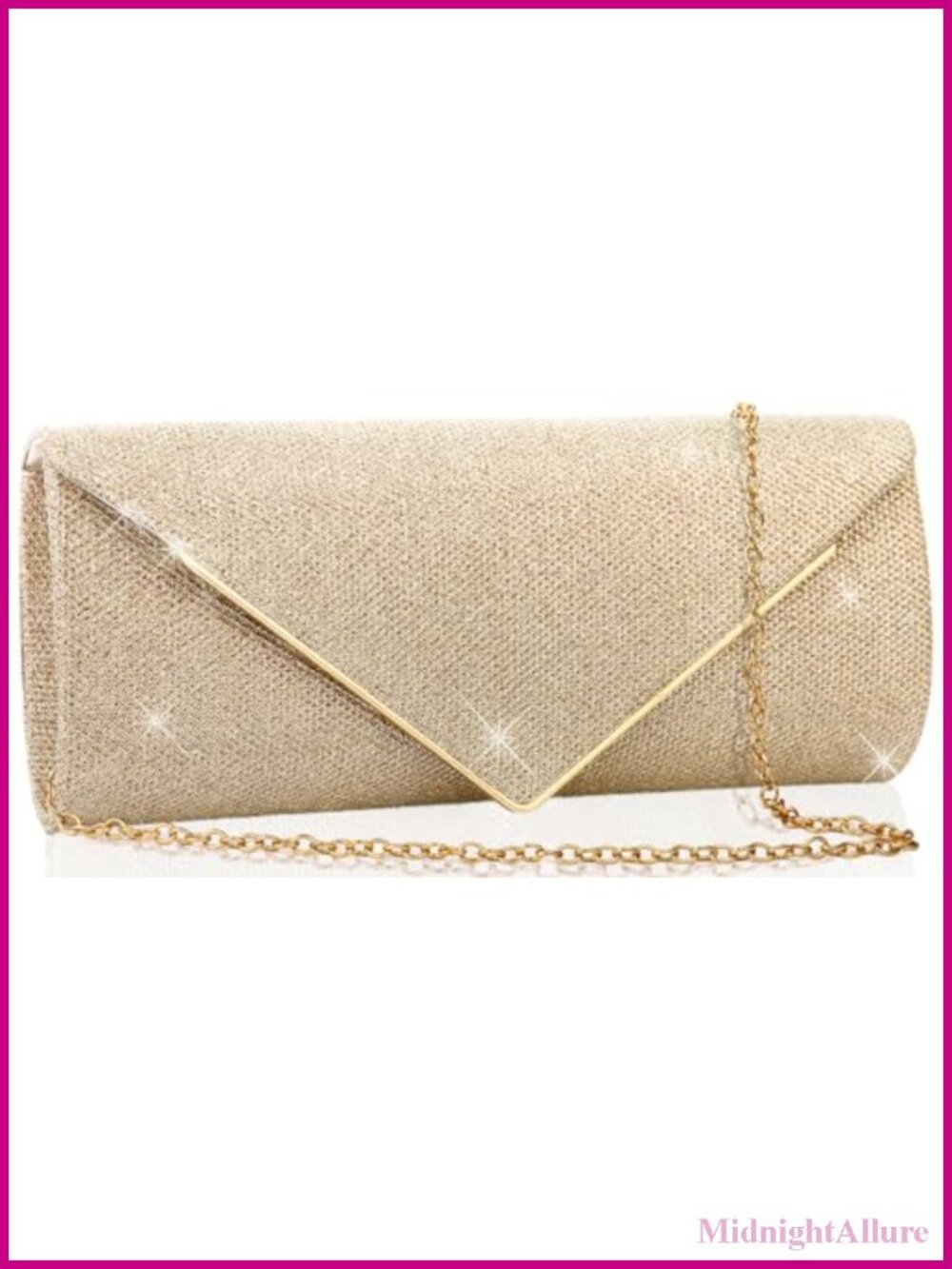 Sparkle Envelope Clutch Evening Bag with Detachable Chain